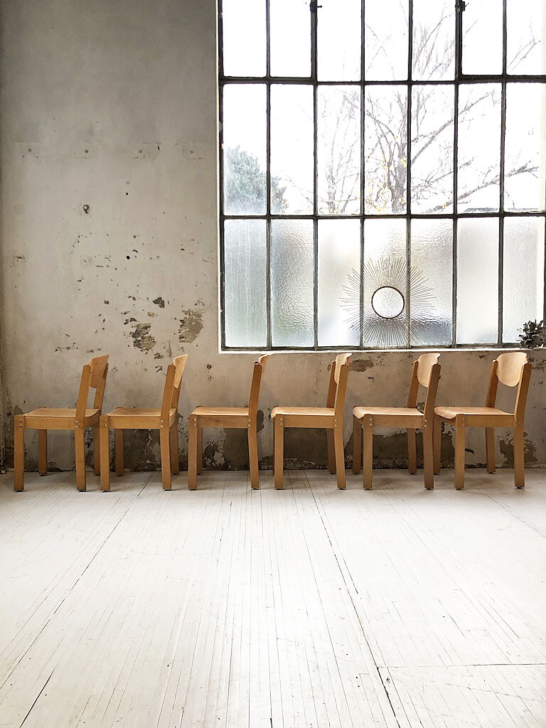 6 beech chairs 1980