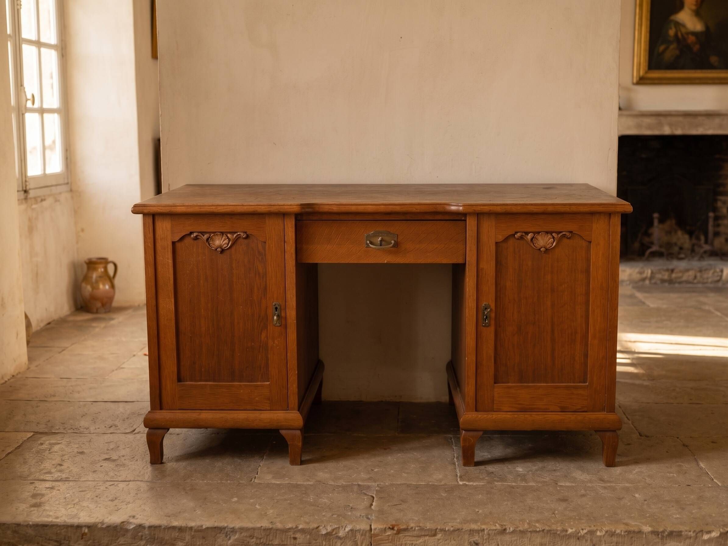 Antique solid wood desk