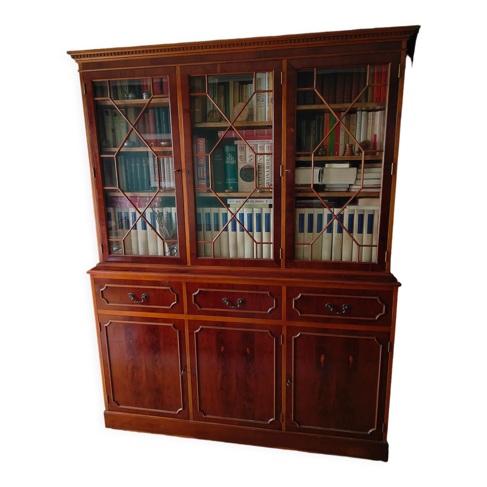 Large glazed bookcase classic English style mahogany