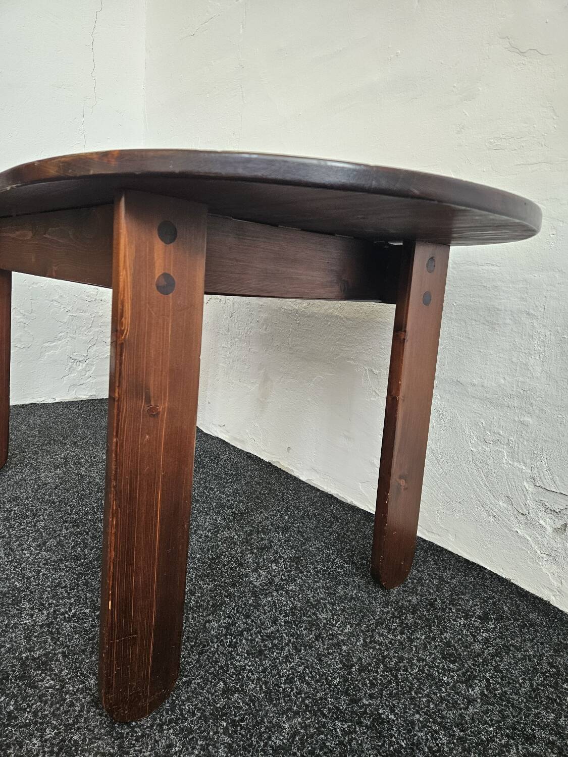 Stained Solid Larch Dining Table for Six by Mária Szedleczky, 1970s