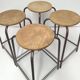 4 vintage metal and wood laboratory stools