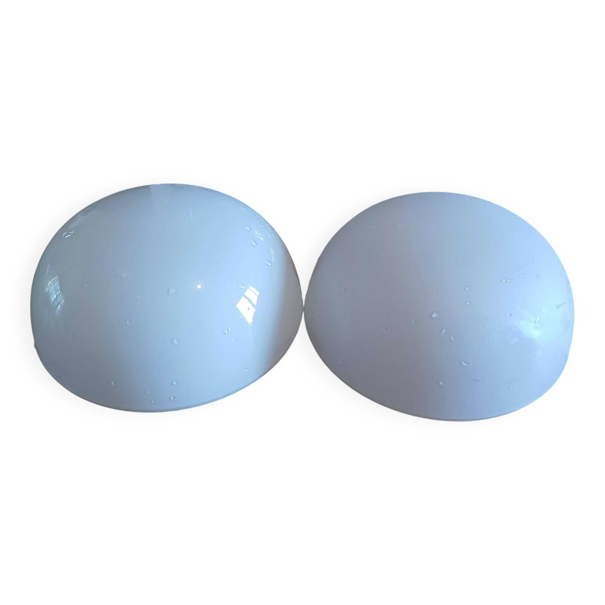2 white opaline ceiling globes
