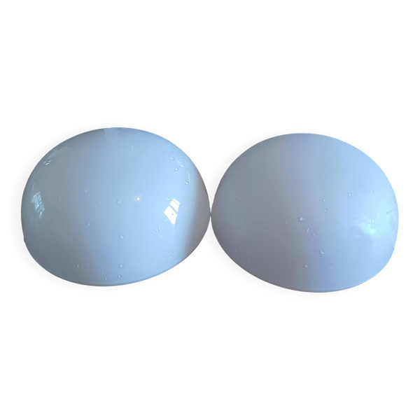 2 globes plafonnier opaline blanche