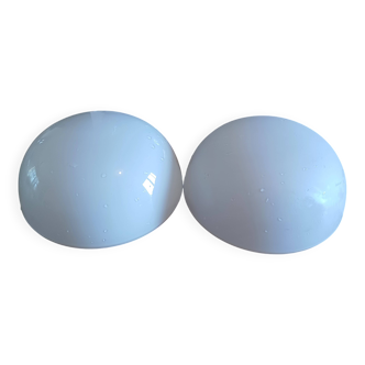 2 white opaline ceiling globes