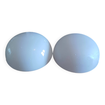 2 white opaline ceiling globes