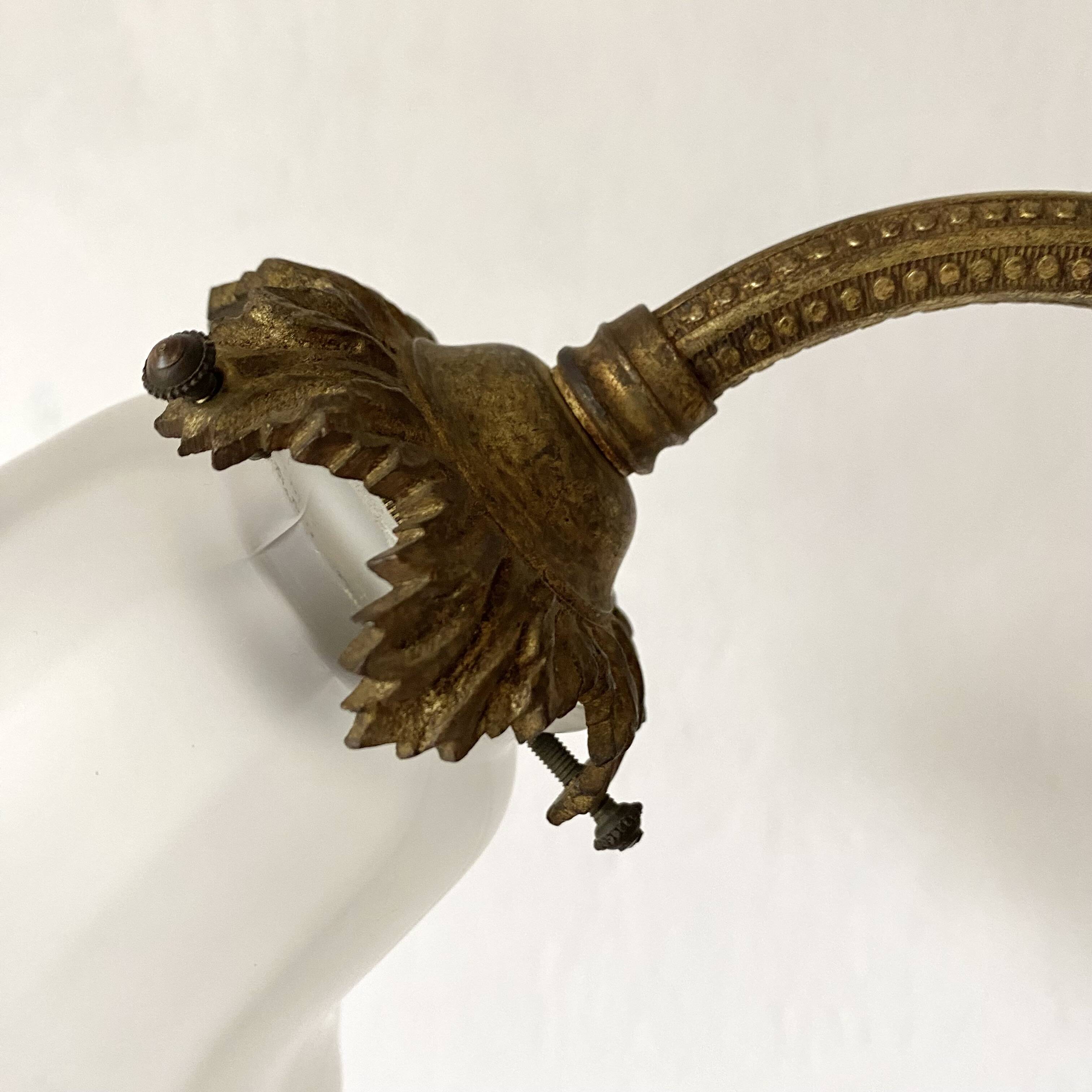 Antique bronze and glass tulip wall lamp