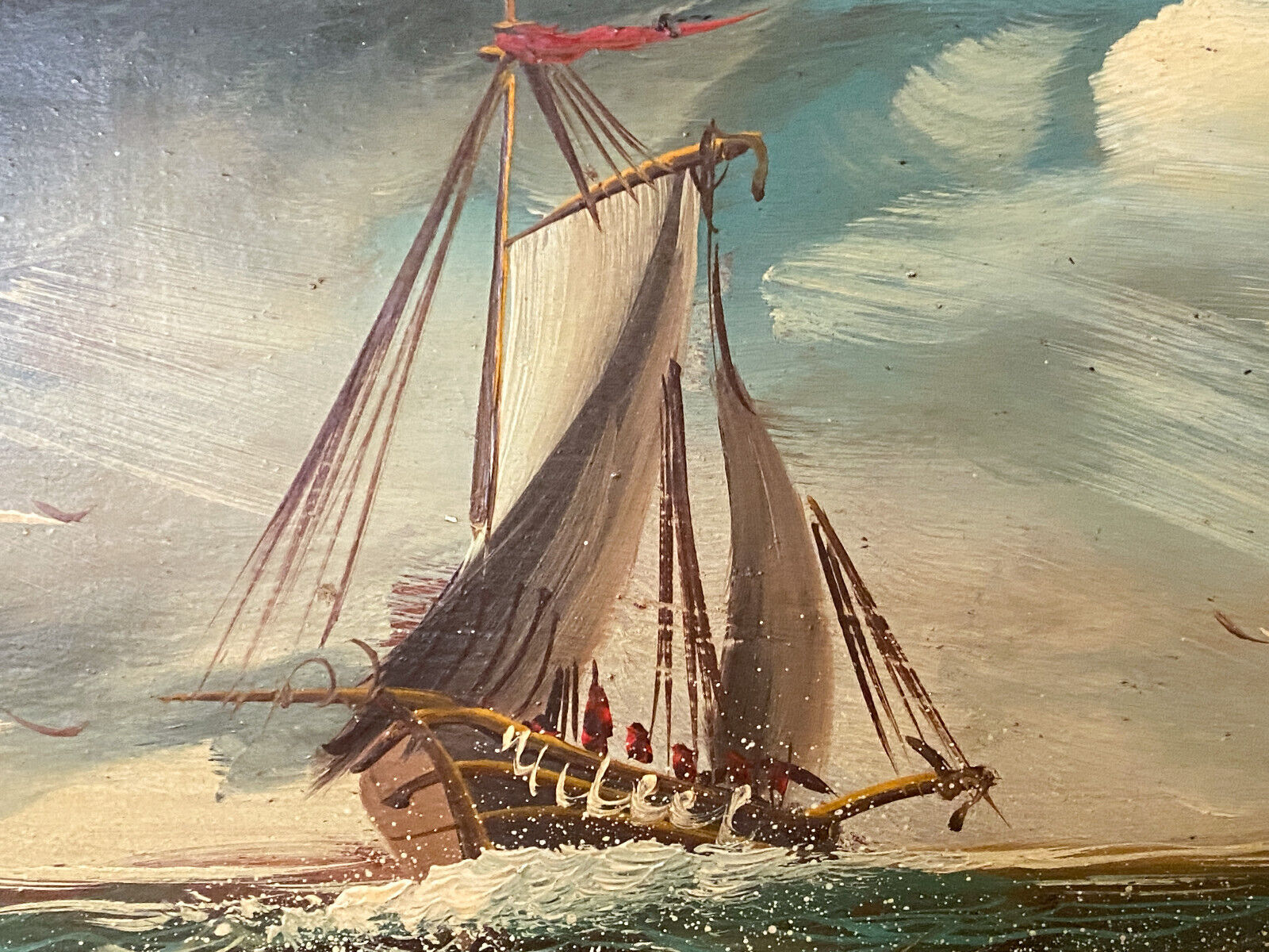 Coffre de Marine anglais Bateaux peints Milieu XXe
