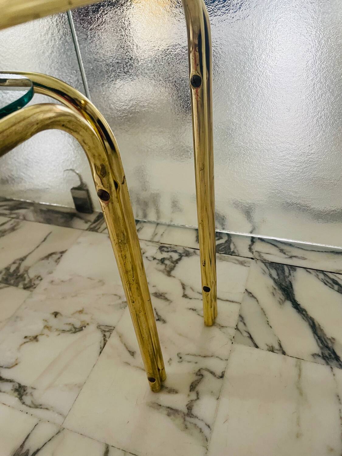 Vintage nesting coffee table in gold-plated metal, brass-style, circa 1970