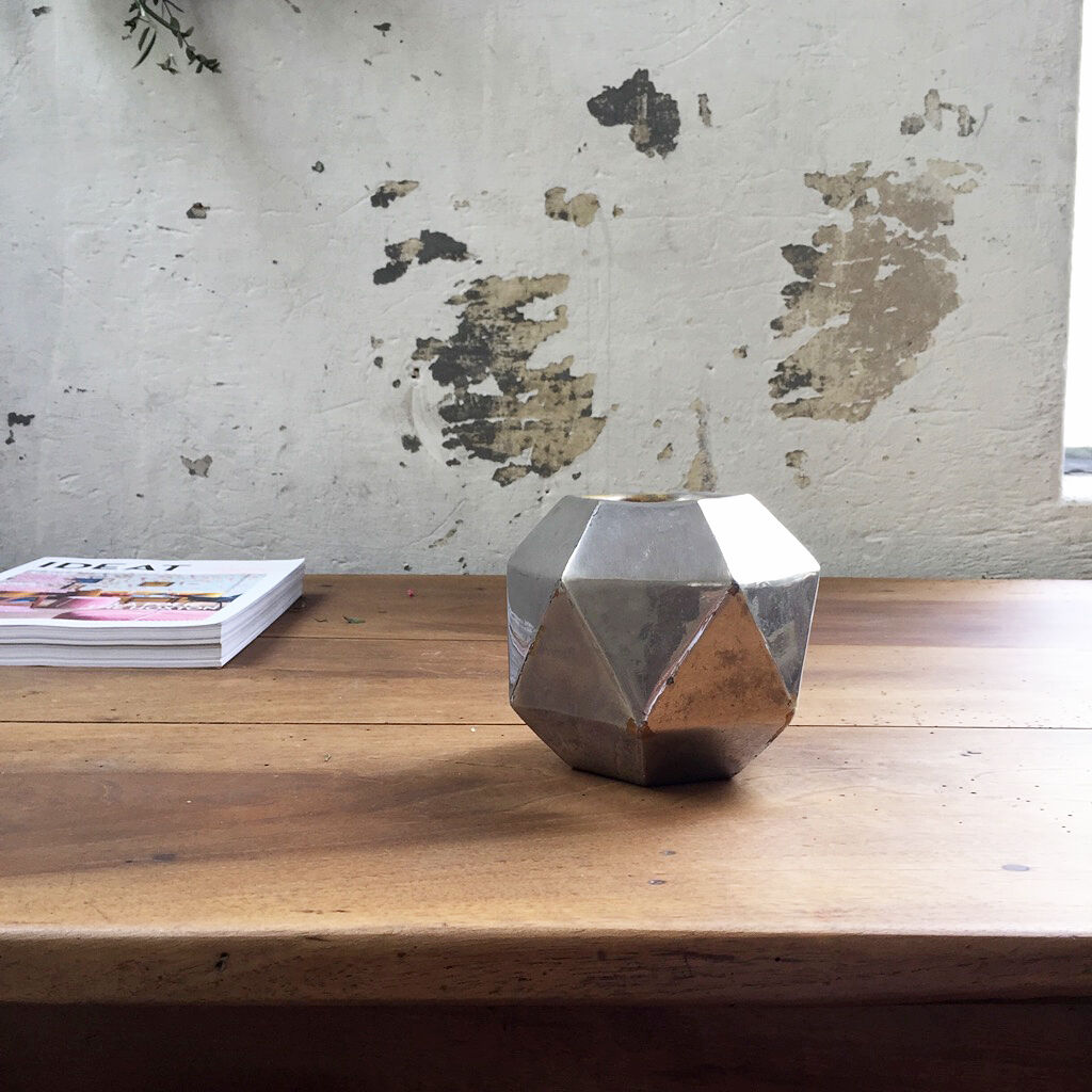 Dodecahedron silver brass vase