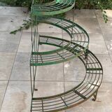 Porte plante demi-lune en fer forgé vert 1930