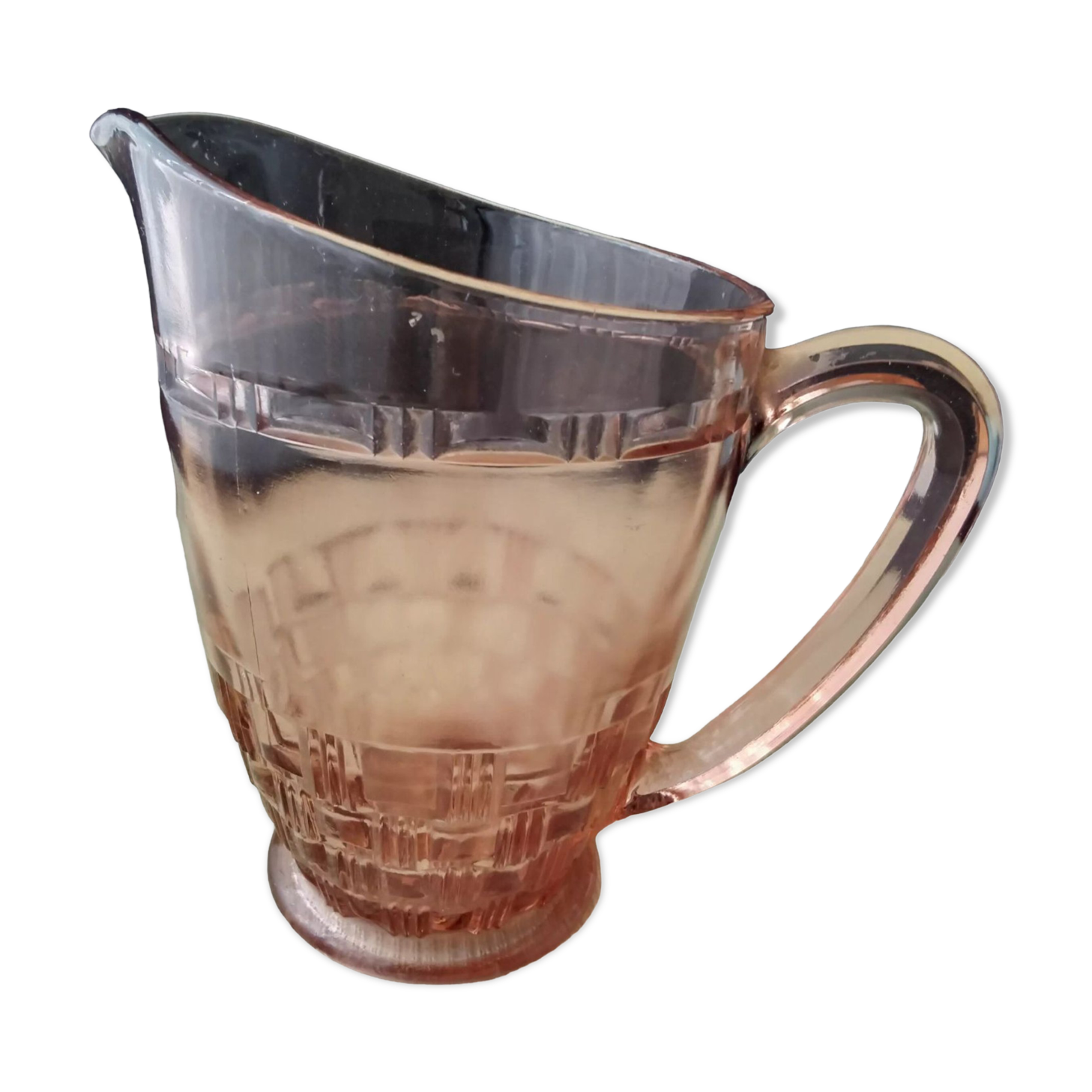 Vintage pink glass water carafe pitcher