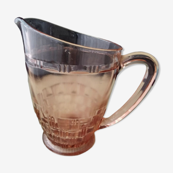 Pichet carafe à eau en verre rosé vintage