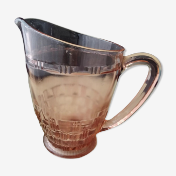 Pitcher, water carafe in vintage pink glass
