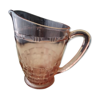 Vintage pink glass water carafe pitcher