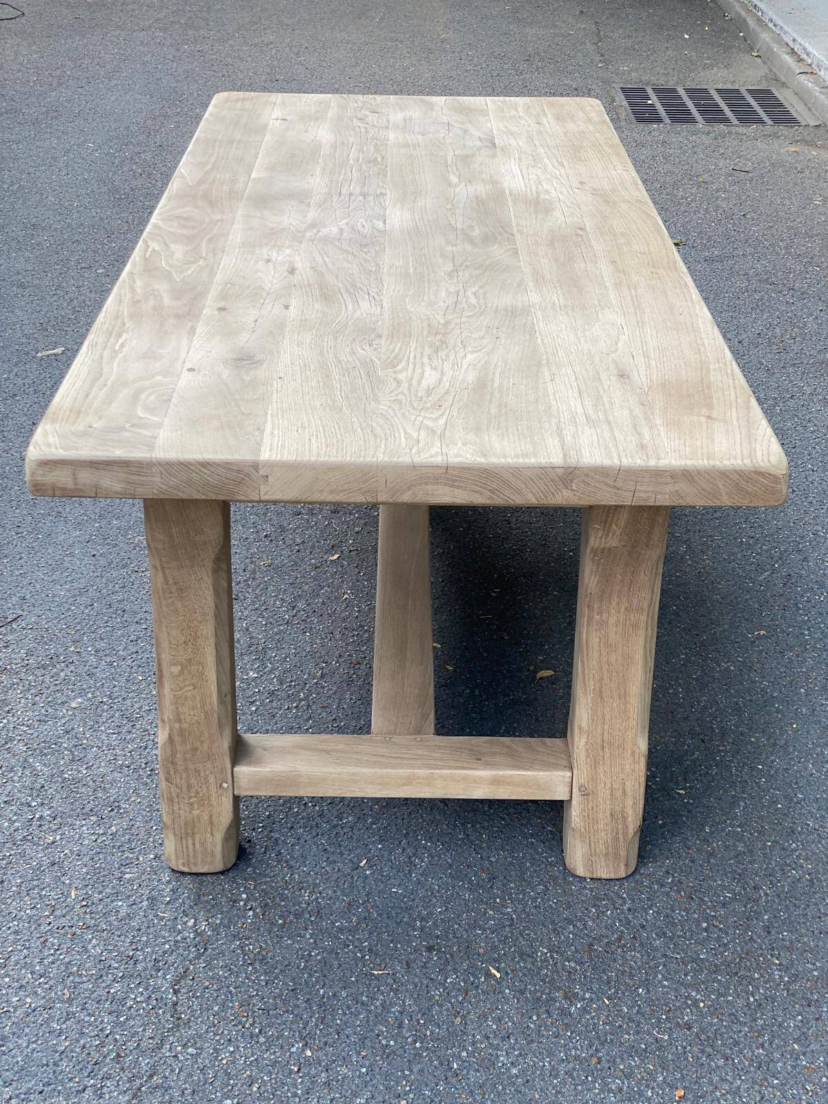 Farmhouse dining table stripped in solid raw oak 1930 - 216cm
