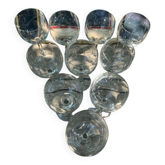 Lot 10 verres à eau vintage en cristal