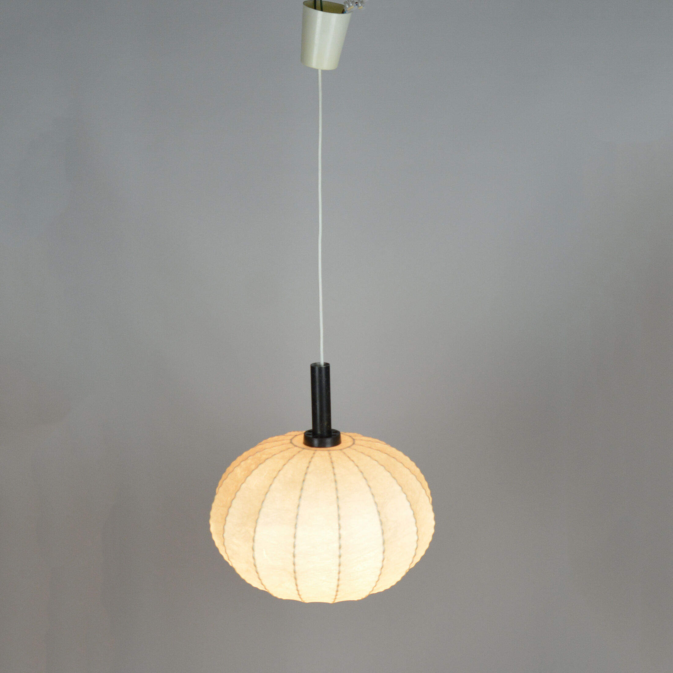 Ball Shaped Beige Pendant Lamp, Sweden - 1950s