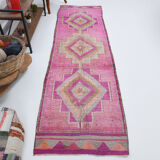Pale pink vintage runner rug 300x86cm