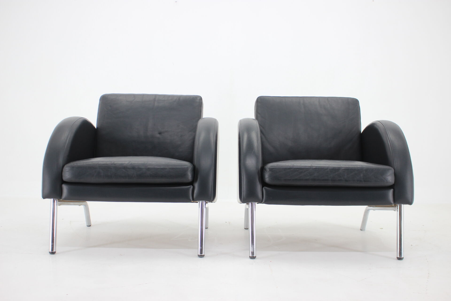 1970s  Pair Of Leather Armchairs ,Czechoslovakia