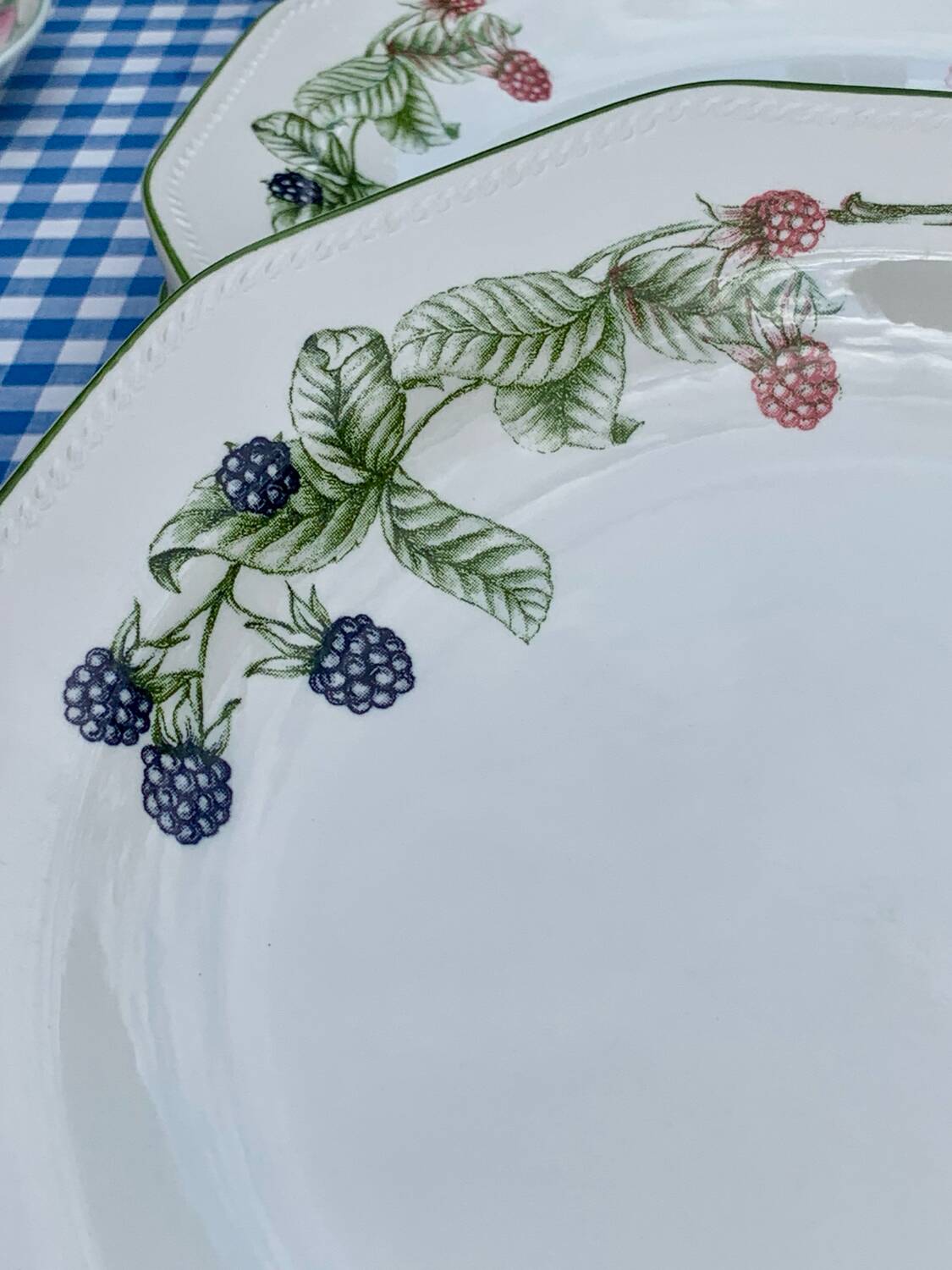 Six vintage flat English plates by Churchill Staffordshire.
