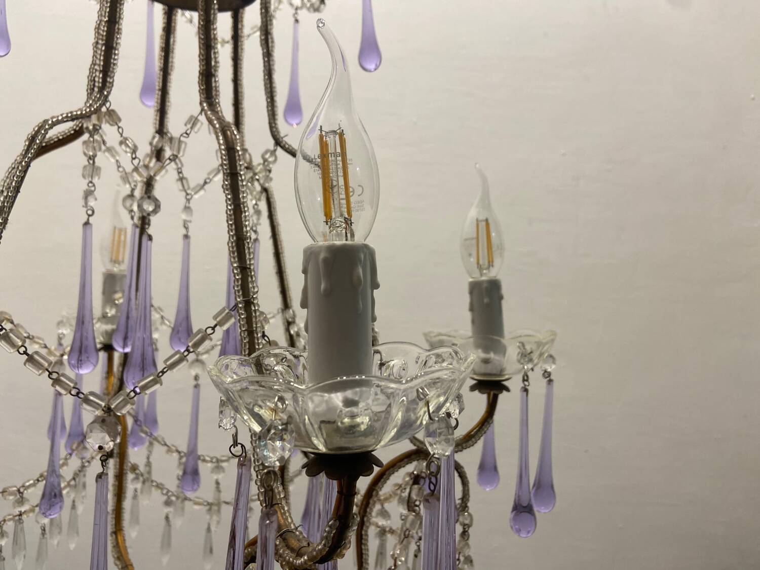 Crystal beaded murano glass chandelier 1960’s