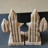 Mexican Bookends in Sombrero/Dozing Against Cactus. Made of onyx.