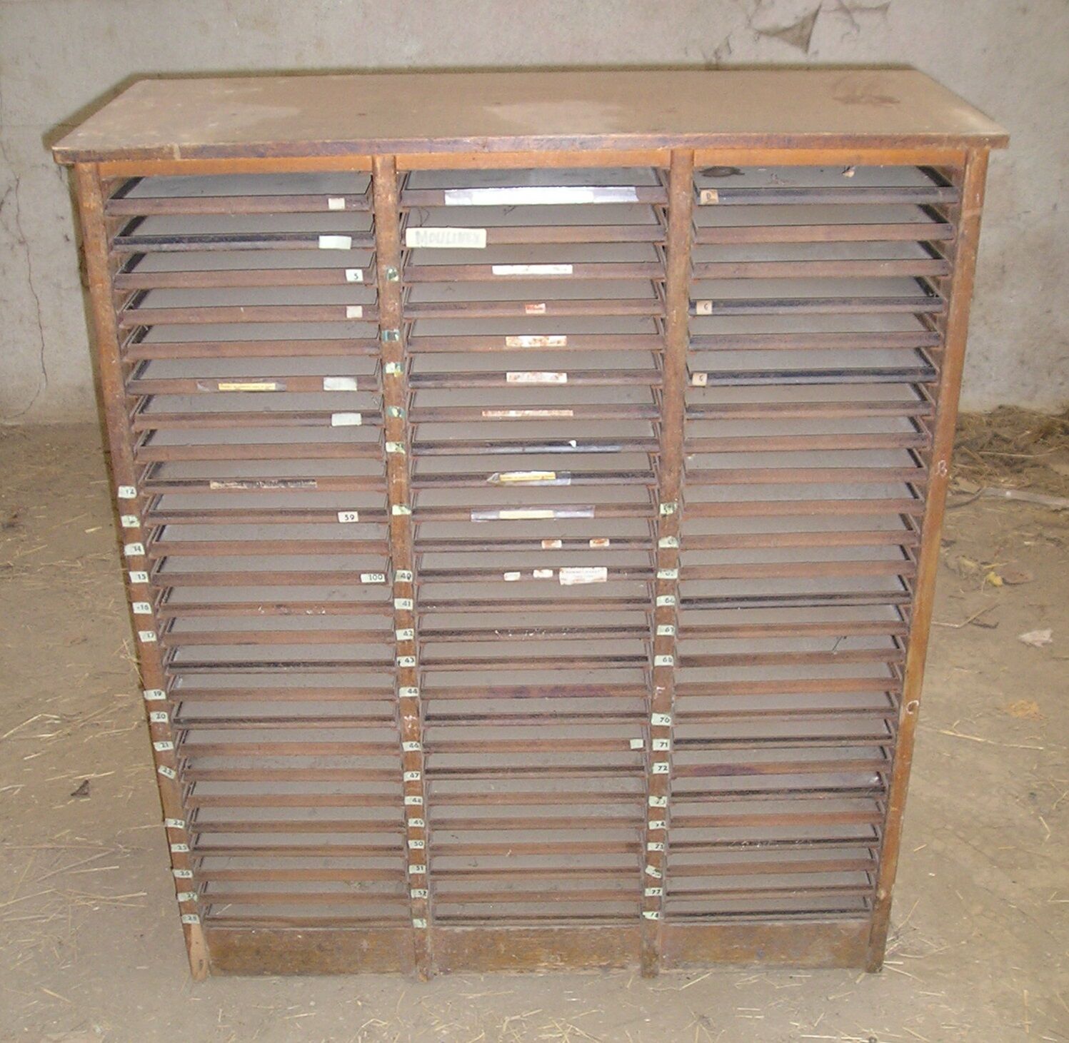 Furniture for printing trades with 75 metal drawers