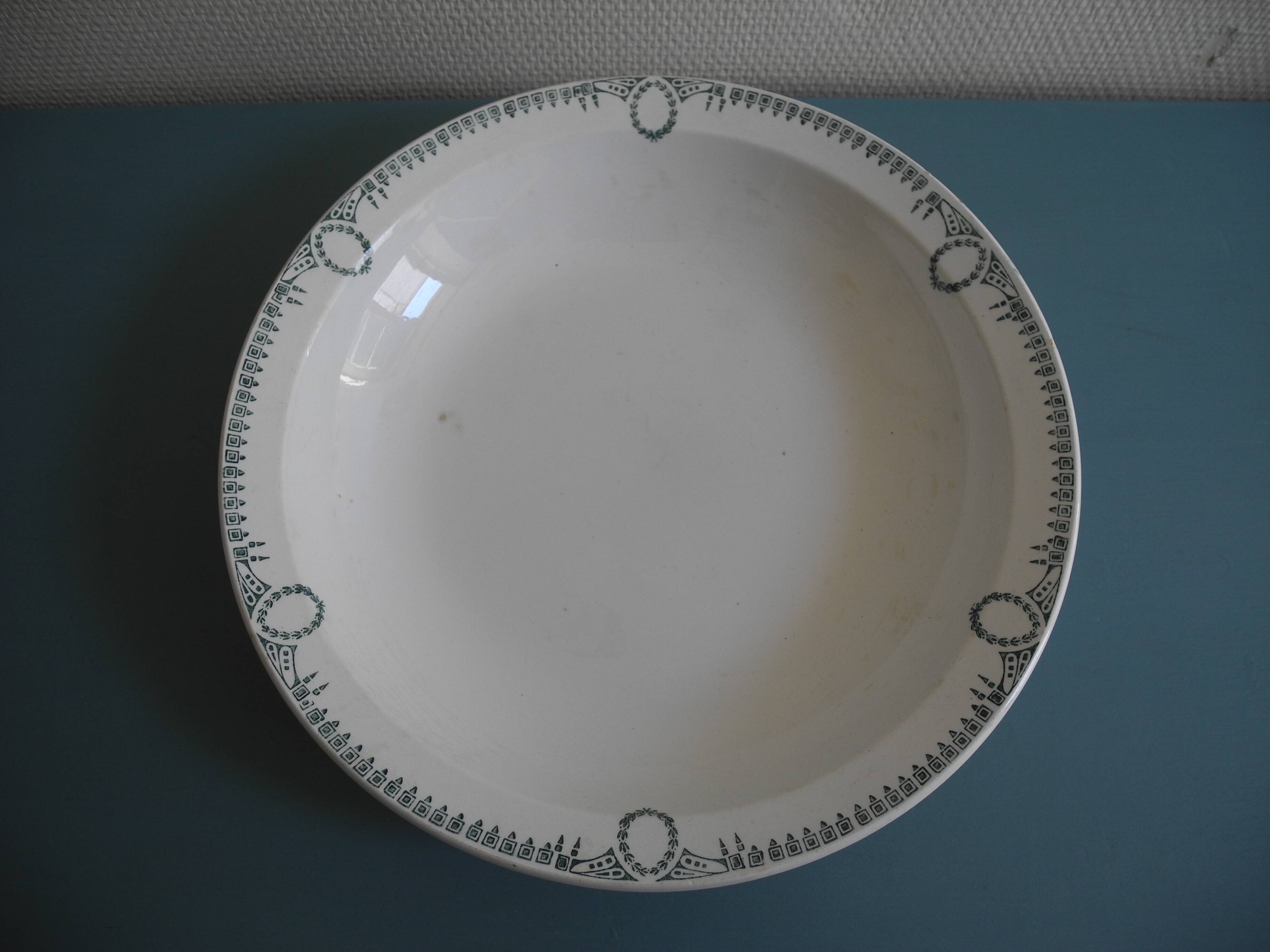 antique French earthenware dish from St Amand, 20s/30s