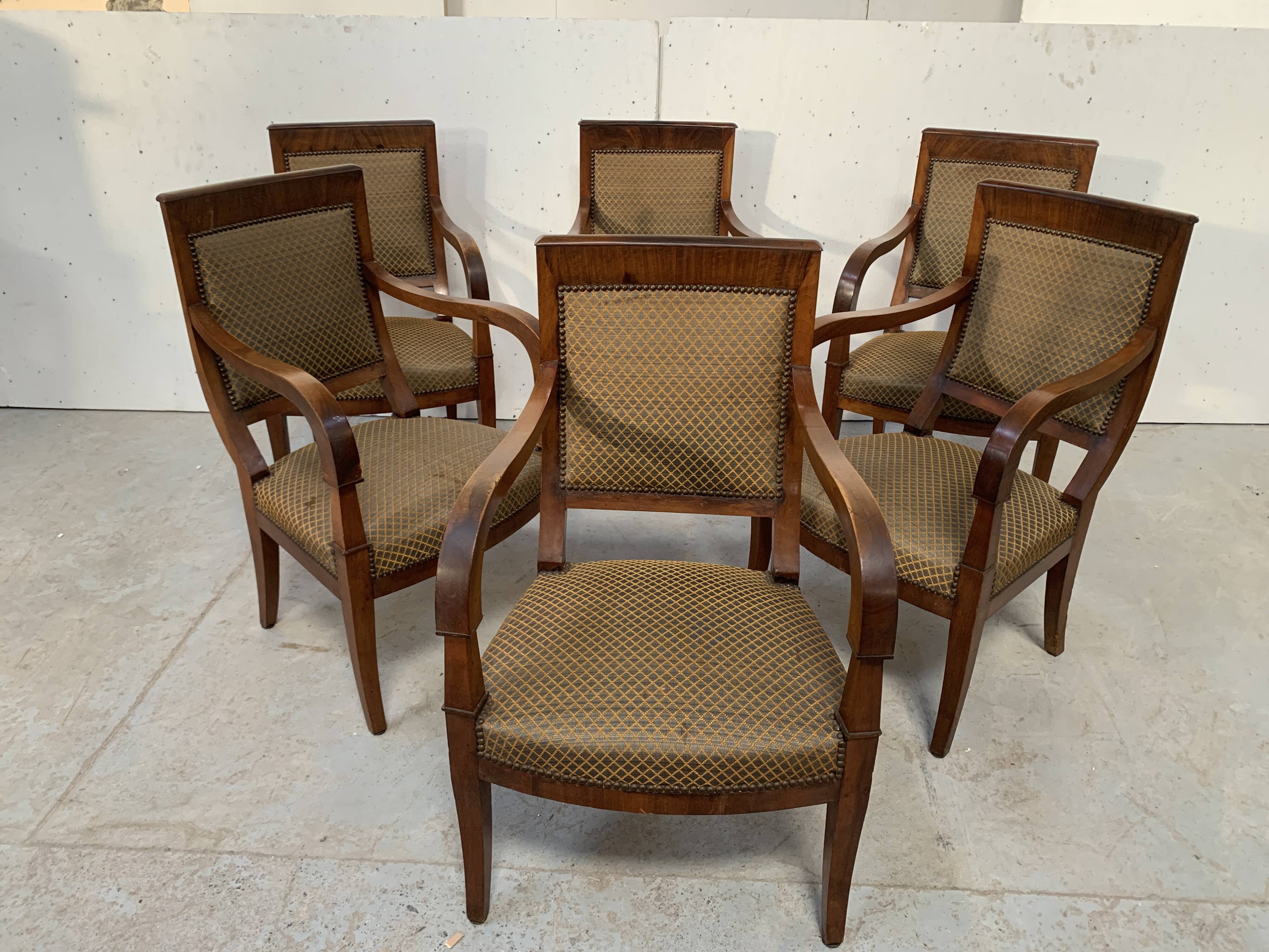 Set of six 19th century mahogany Restoration armchairs