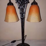 Art Deco Wrought Iron Lamp by Charles Schneider