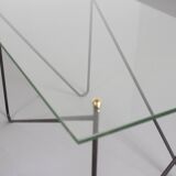 Table vintage en métal et verre par Airborne, France, 1950