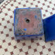 Set of two hanging pots in blue glazed ceramic.