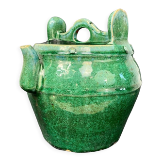 Green ceramic alcohol bottle from China 19th century