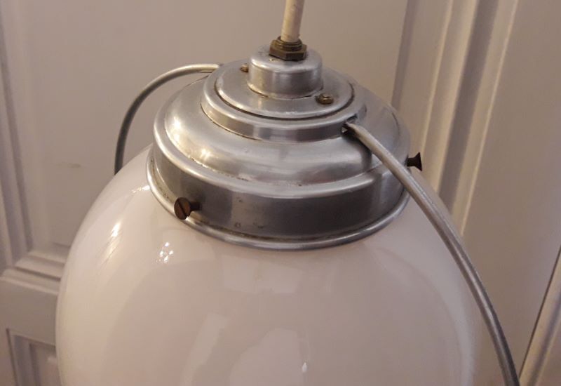 White opaline art deco hanging