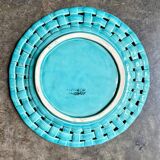 Assiette de présentation, plat en céramique tressée turquoise