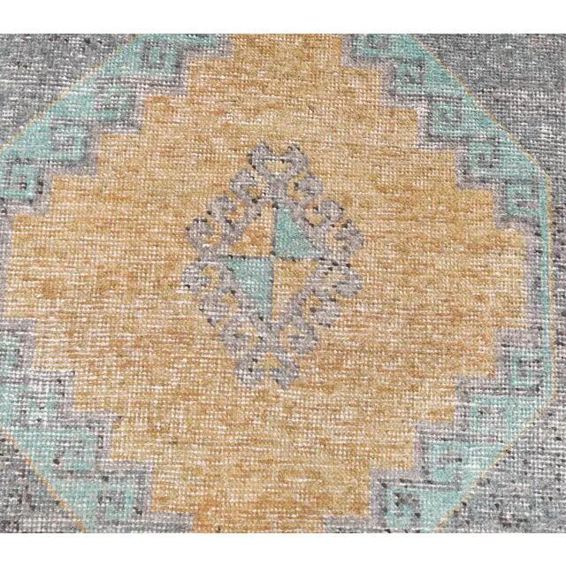 1960s Turkish Hand-Knotted Geometric Runner 80x330