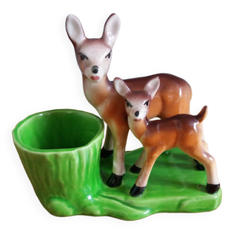 Vallauris zoomorphic doe and fawn plant pot