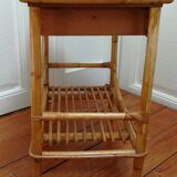 Rattan and vintage bamboo bedside table