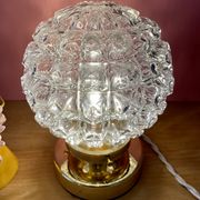 Vintage globe table lamp in molded glass