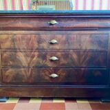 Commode à tiroirs ancien bois et marbre