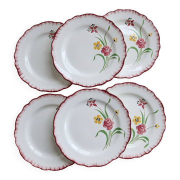 6 vintage ironstone dinner plates Salins model Pierrette