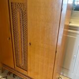 Wood cabinet and rattan 60s