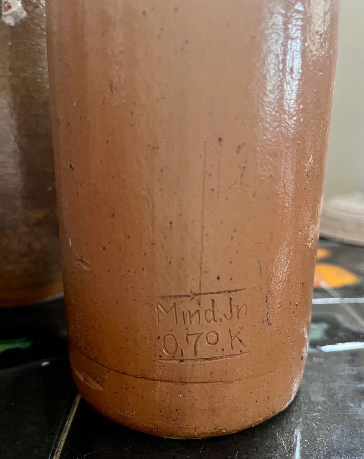 Vintage MKT ocher stoneware bottle