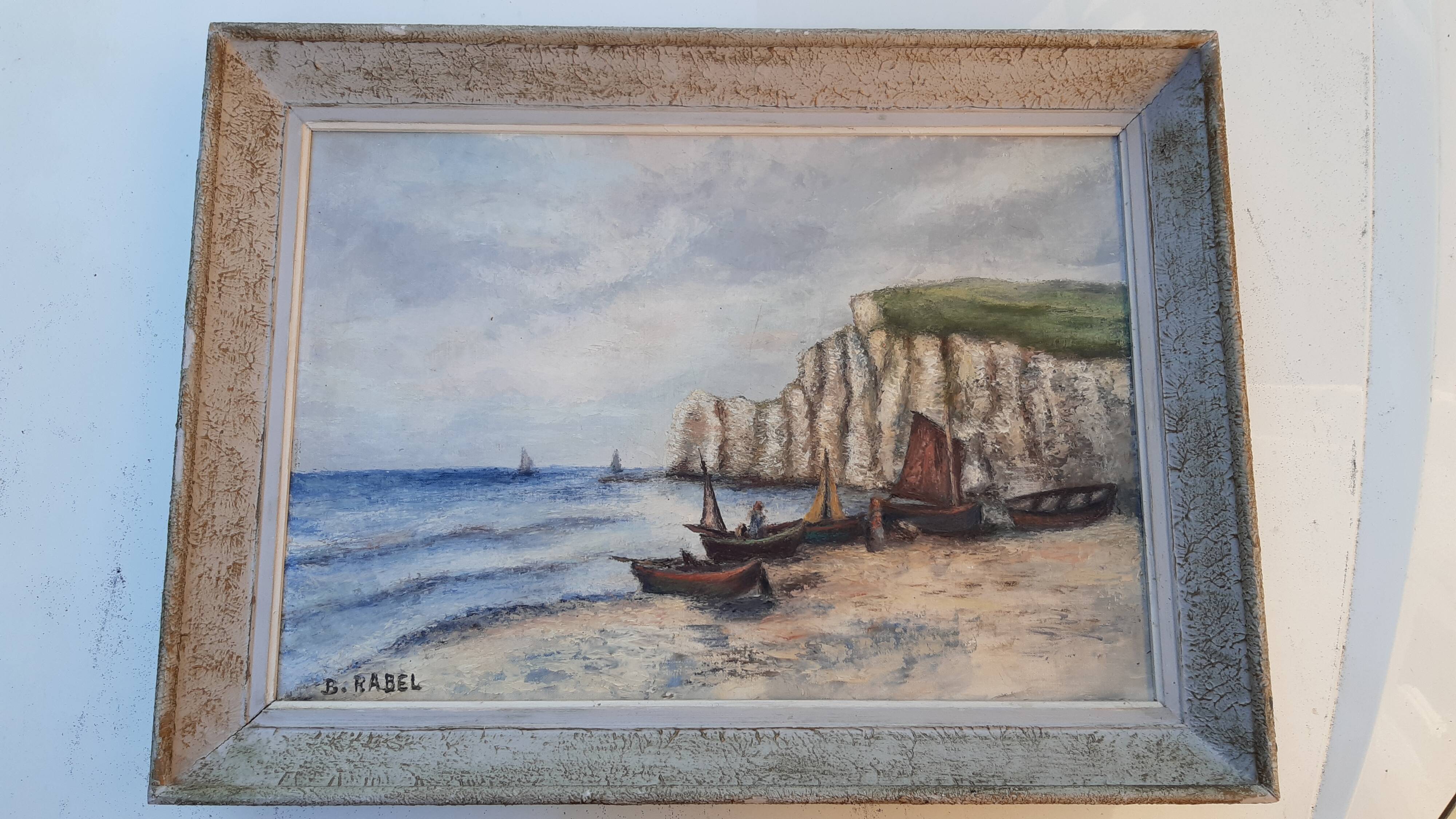 Old painting "Etretat upstream cliff"