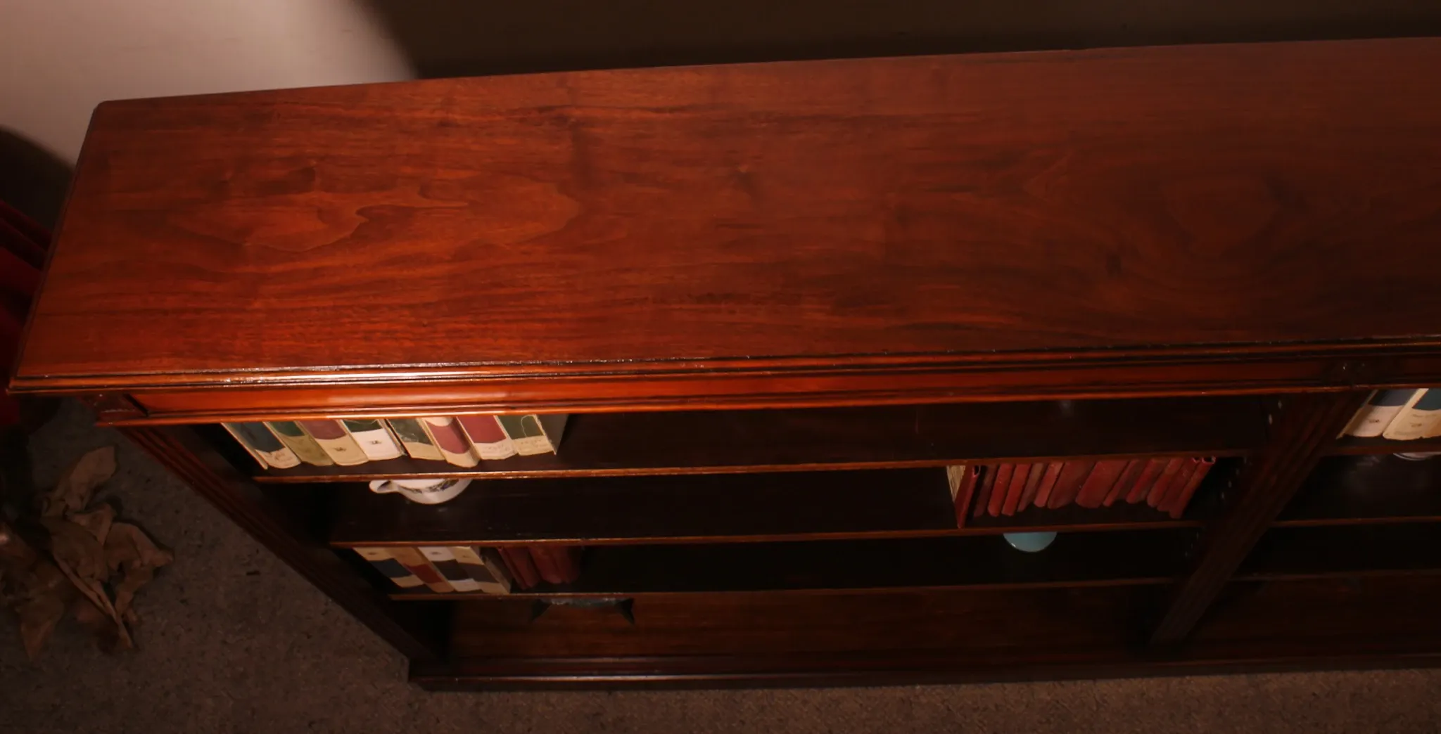 Large Open Mahogany Bookcase Of2.41 Meters Long—19th Century