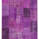 Hand-knotted oriental overdyed 190 cm x 300 cm purple patchwork carpet