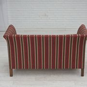 1960s, Danish 2-seater sofa, striped red/multicolor furniture wool.