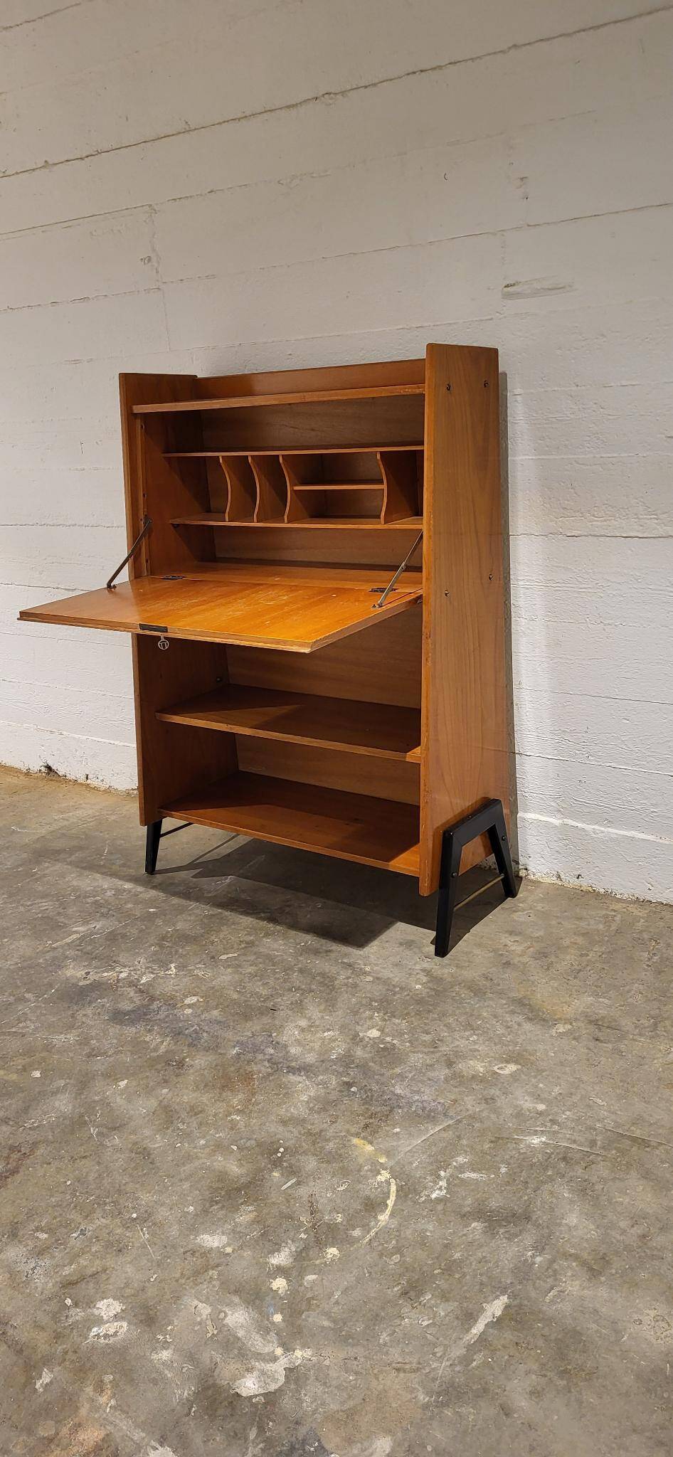 Vintage secretaire with bookcase, 1950s