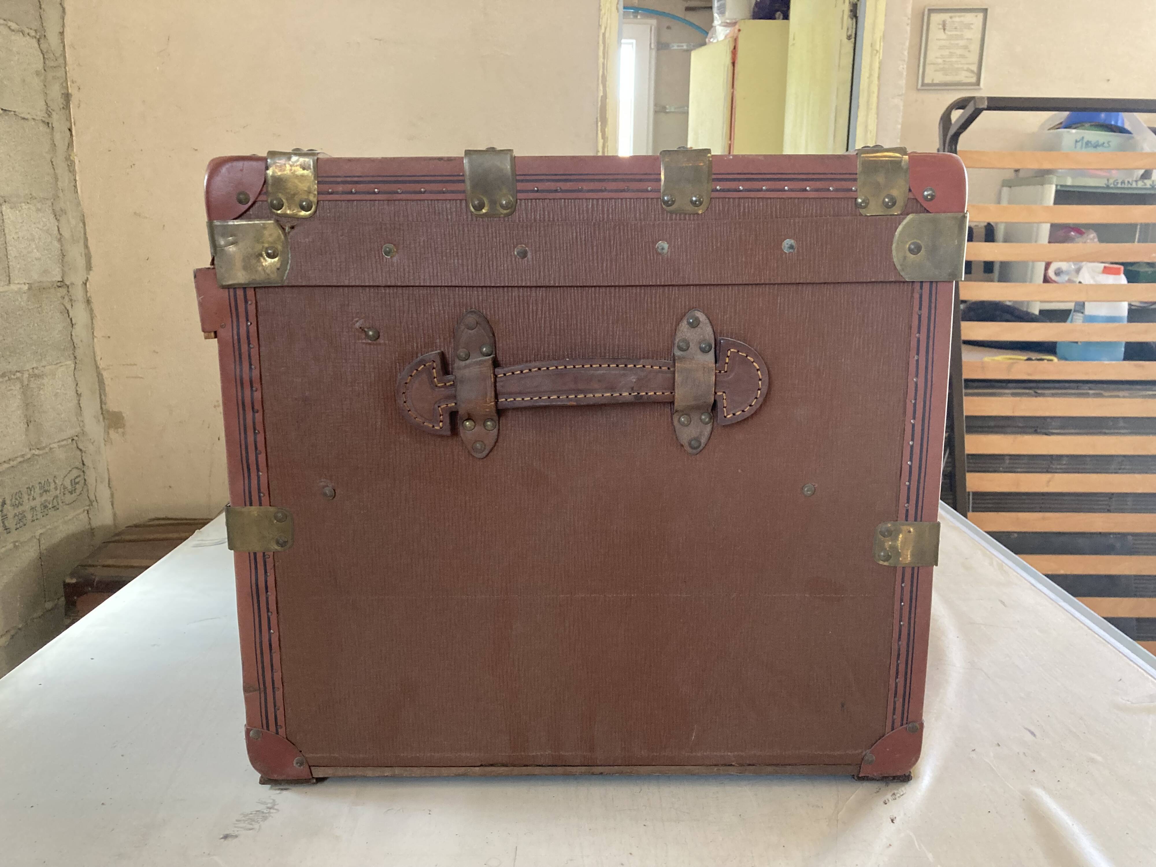 TRAVEL TRUNK RECTANGLE DEBUT XXE WOOD BROWN LEATHER SHEATH