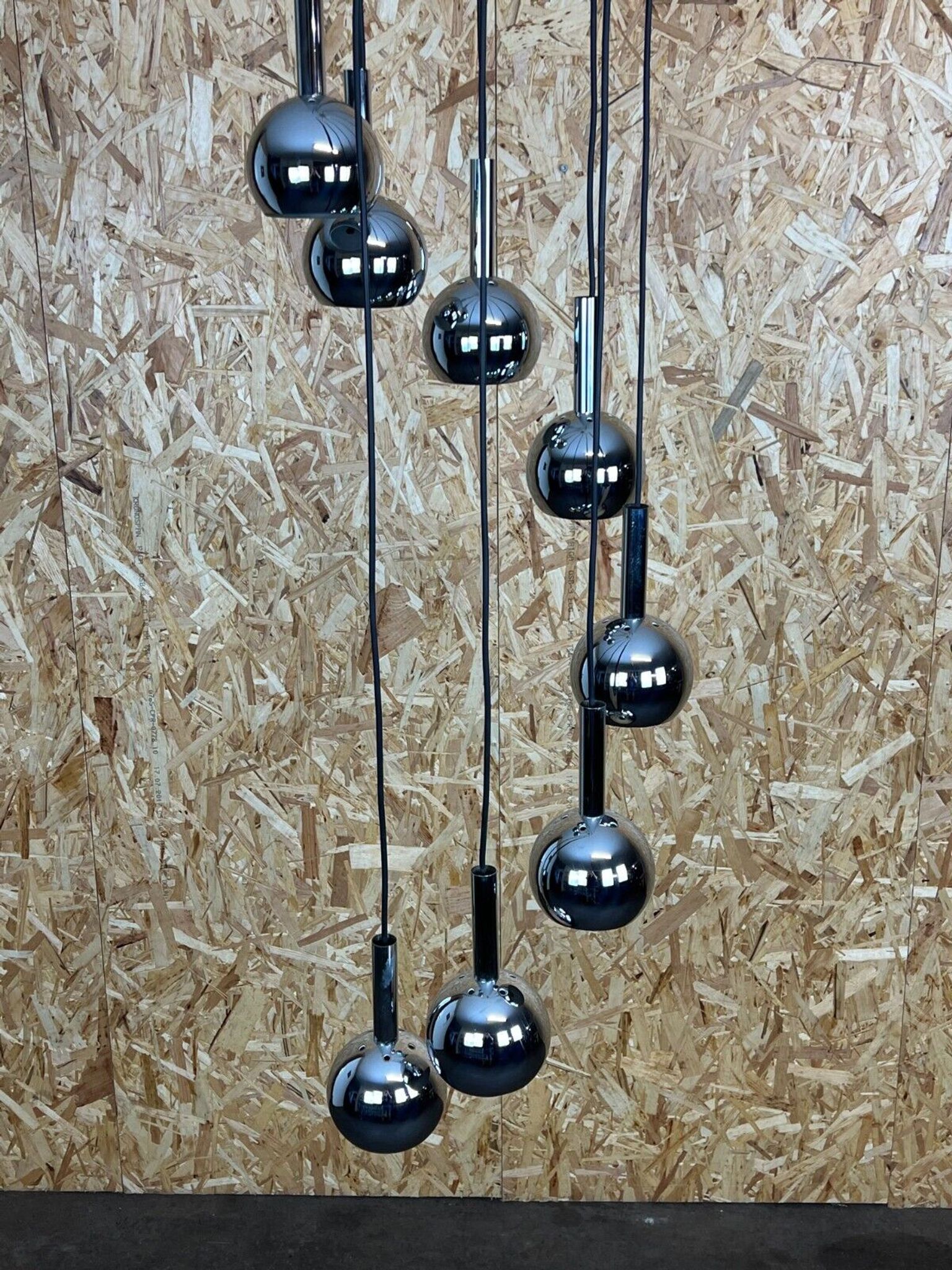 Lampe cascade plafonnier chrome space age 60s 70s Wortmann & Filz